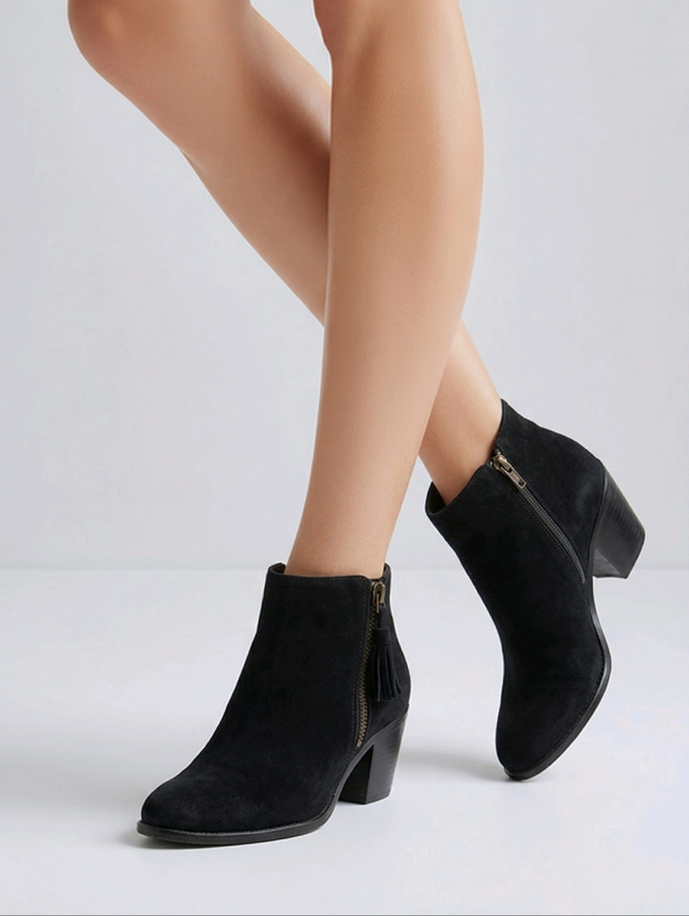 VIONIC Black Joy Serena Ankle Boots Suede Size 9 W